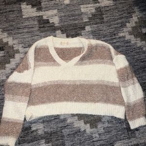 Altar'd State Size S Womens Tan + White Striped Sweater